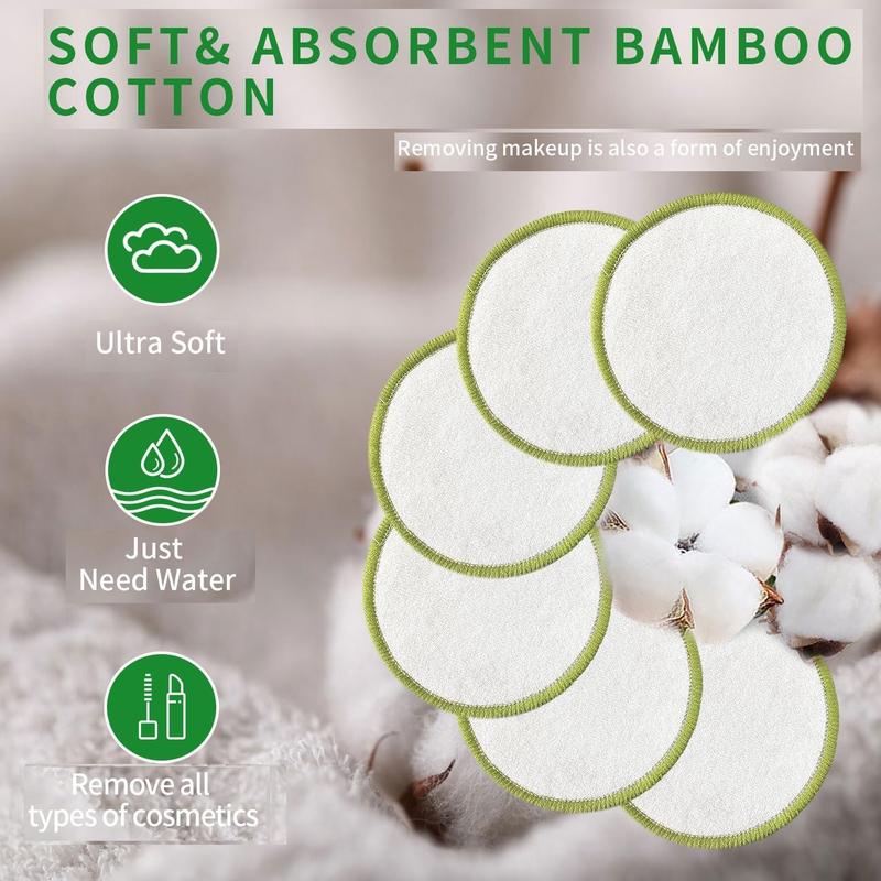 30 Pack Reusable Makeup Removal Pads -30 Pack White Reusable Cotton Rounds with Laundry Bag - Soft Black Reusable Cotton Makeup Remover Pads for Face Pads (Green) Cosmetic