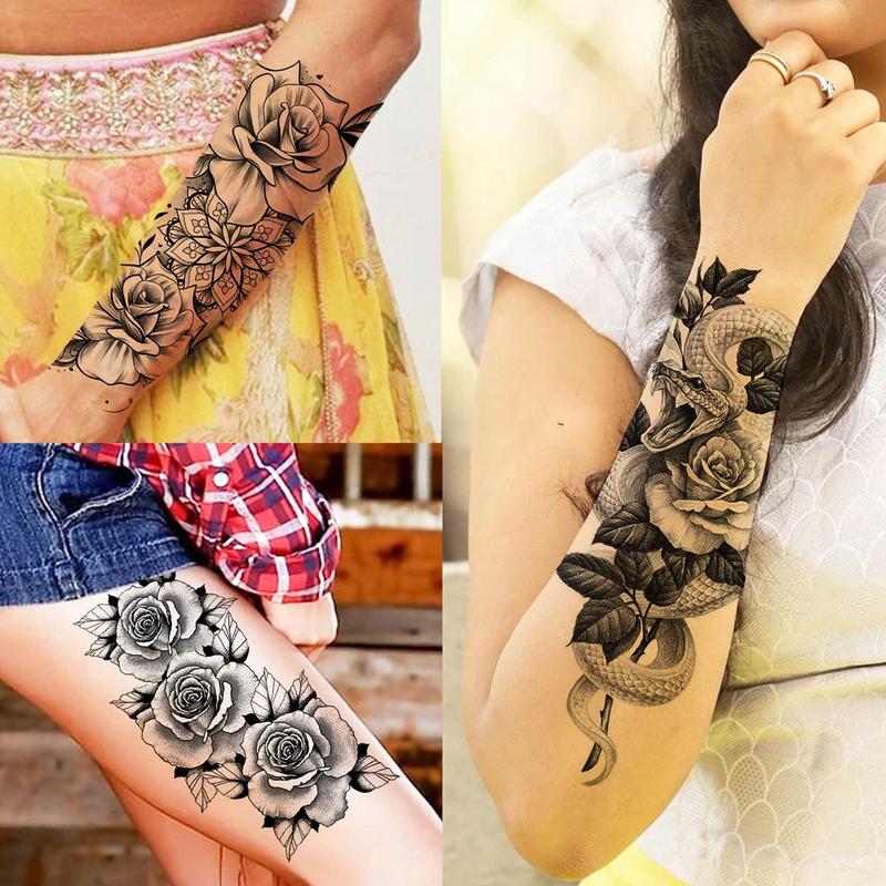 Mixed Style Floral & Sunflower & Butterfly Pattern Temporary Tattoo Sticker, 59pcs set Fake Tattoo Sticker, Body Art Decoration Sticker for Women & Men