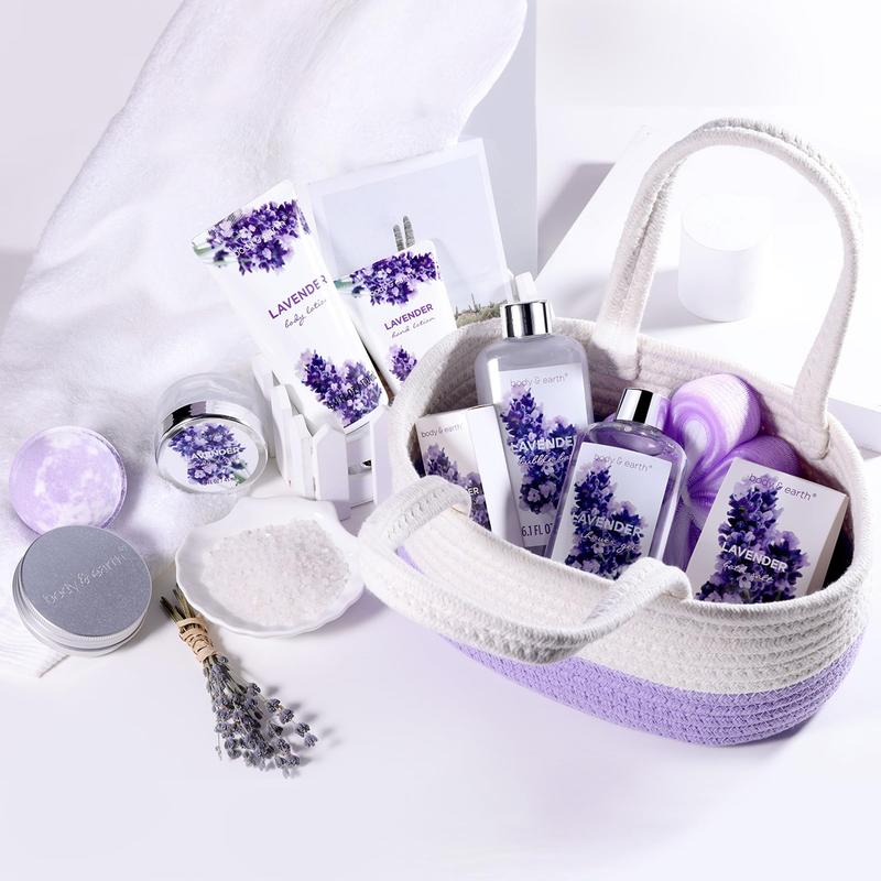 Spa Gift Baskets for Women -  11pcs Lavender Gift Sets with Bubble Bath, Shower Gel, Body Lotion, Birthday Gifts for Women, Spa Kit for Mom Gifts, Purple Gifts Lavender Purple