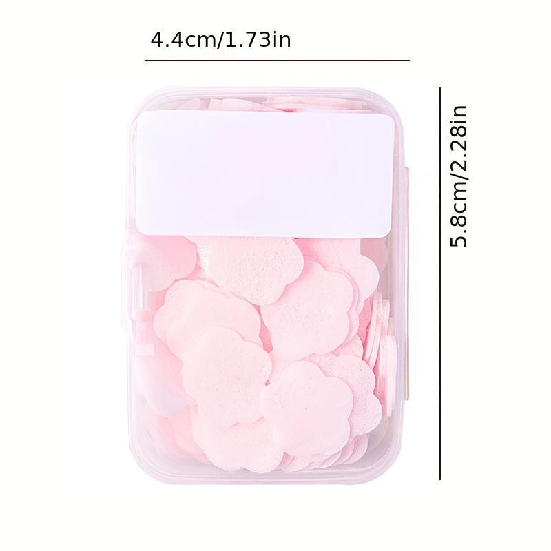 Petal Shaped Disposable Soap Flake, 100pcs set Portable Cleaning Products Mini Washing Hand Soap Paper Sheets for Travel, Outdoor Camping Hiking Cleaning Supplies