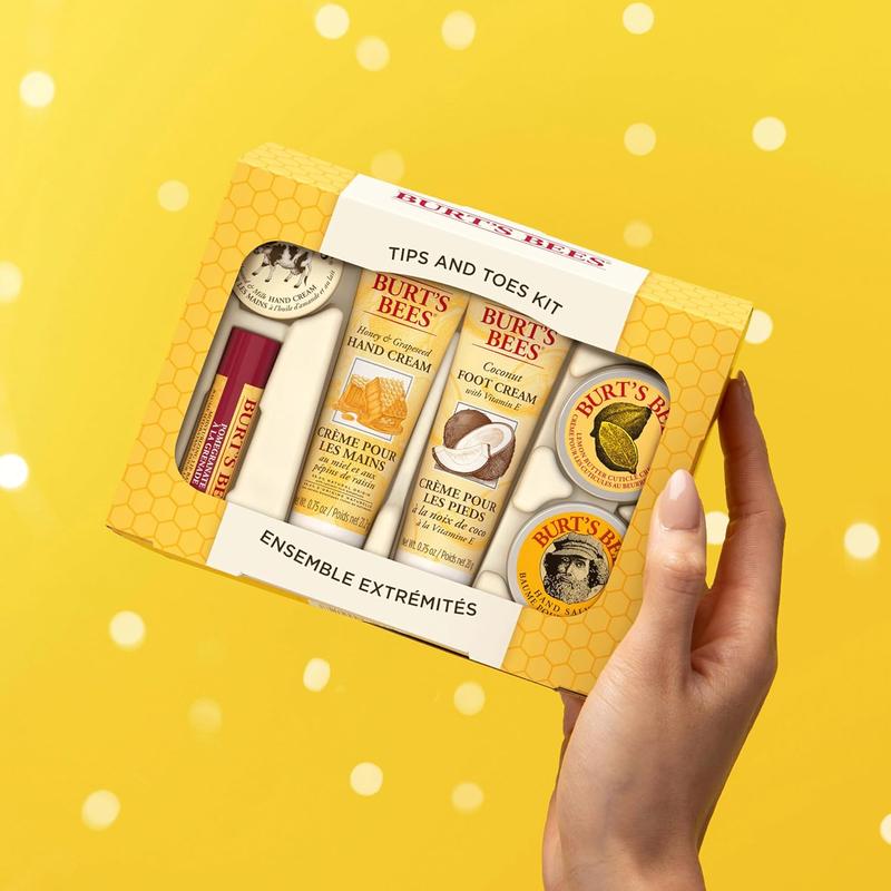 Burt's Bees Christmas Gifts, 6 Skincare Stocking Stuffers Products, Tips & Toes Set