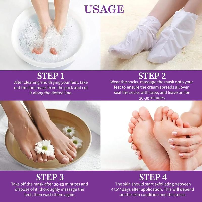 Foot Peeling Mask (3 Pairs) - Peeling Foot Mask Dermatologically Tested Repairs Heels & Removes Dry Dead Skin for Baby Soft Feet - Exfoliating Foot Peel Mask for Dry Cracked Feet (Lavender) Nail Smooth