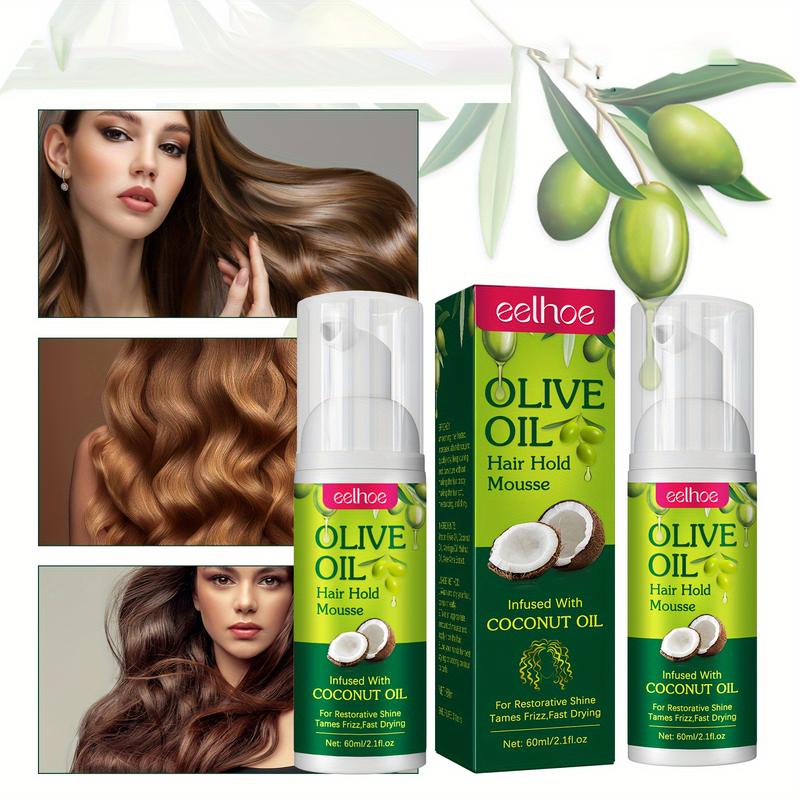 Olive Oil Hair Styling Mousse,Hydrate Permanent Anti-frizz Mousse for Curly Hair Styling and Moisturizing Care,Nourishing and Moisturizing