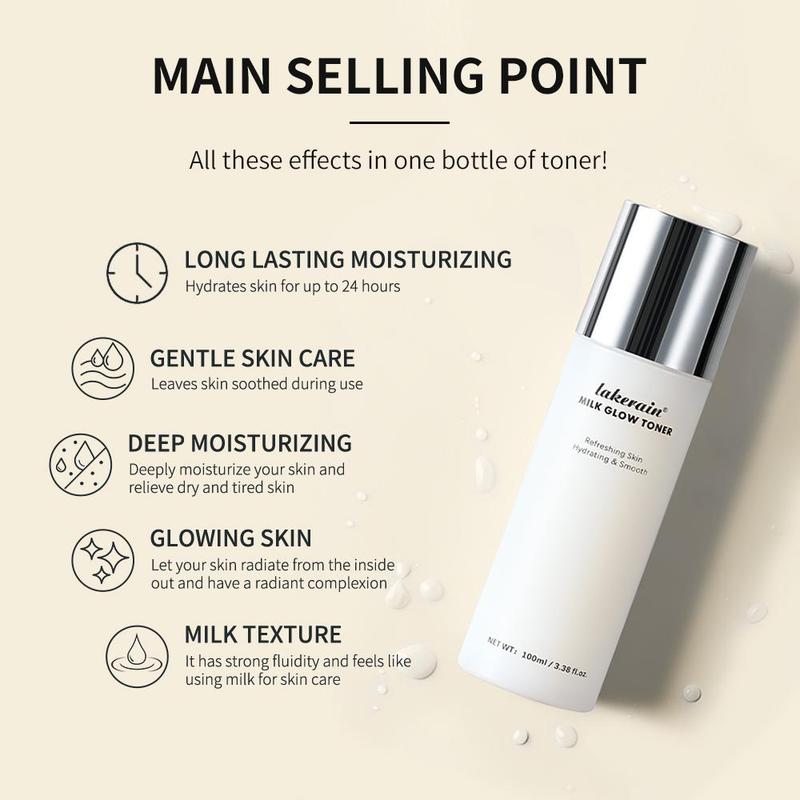 Hydrating Milk Glow Toner, Deep Moisturizing Facial Toner, Nourishing & Brightening Facial Skincare Product for Women & Men