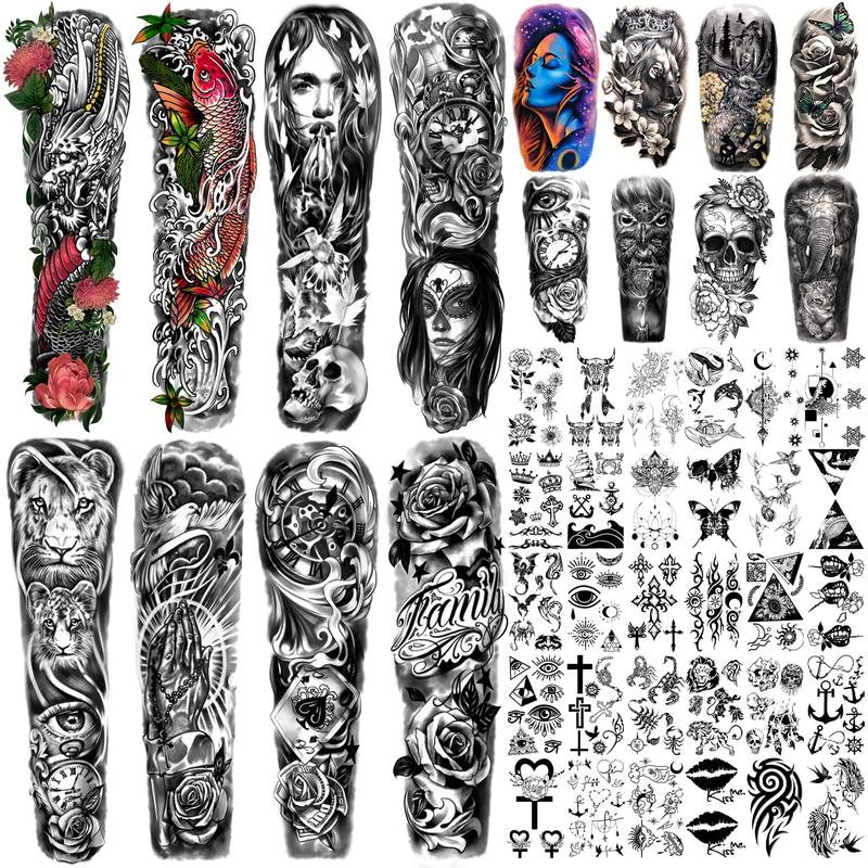 Trending! 46 Sheets of Full Arm Temporary Tattoos for Men and Women (Length 22.8