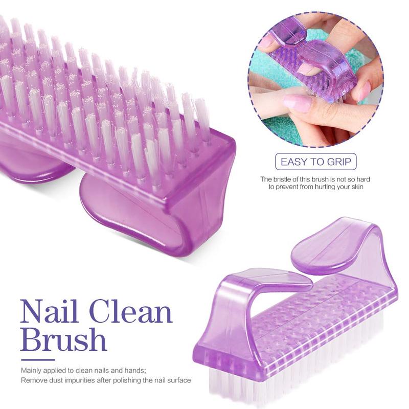 Nail Polish Gel Remover Tools Kit with Nail Clips Nail Remover Pads Cuticle Pusher Nail Brushes Nail File Grits 120 180 Buffer Block Grits 400 4000, 6 Pack Purple