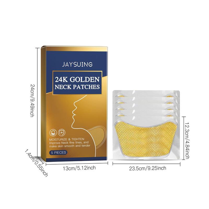 24k Gold Collagen Neck Patches, 5 Counts box Moisturizing Neck Masks, Neck Care Patches, Skin Firming Patches, Neck Skin Care Products