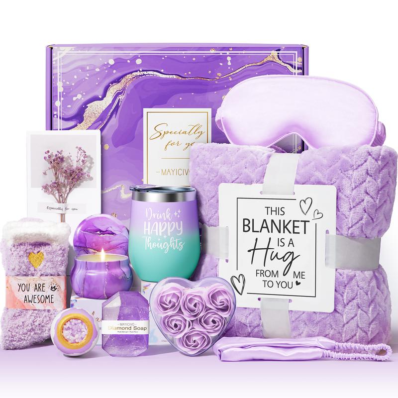 Mayicivo Birthday Gifts for Women, Lavender Spa Basket for Self-Care, Body Care & Comfort, Perfect for Mother's Day or Appreciation Gifts