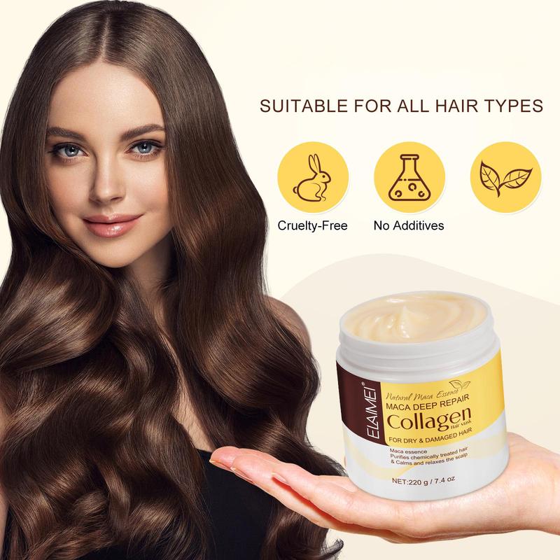 Collagen Hair Mask, Deep Moisturizing Hair Mask, Hair Care & Styling Product for Dry & Damaged Hair, Suitable for Women & Men