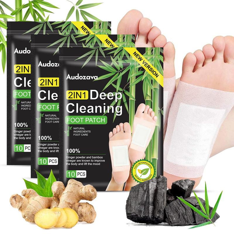 30PCS Foot Pads, Natural Bamboo Vinegar Ginger Powder, Easy to Use and Feel Better, Foot Pads for Relaxation, Relieve Stress, Improve Sleep