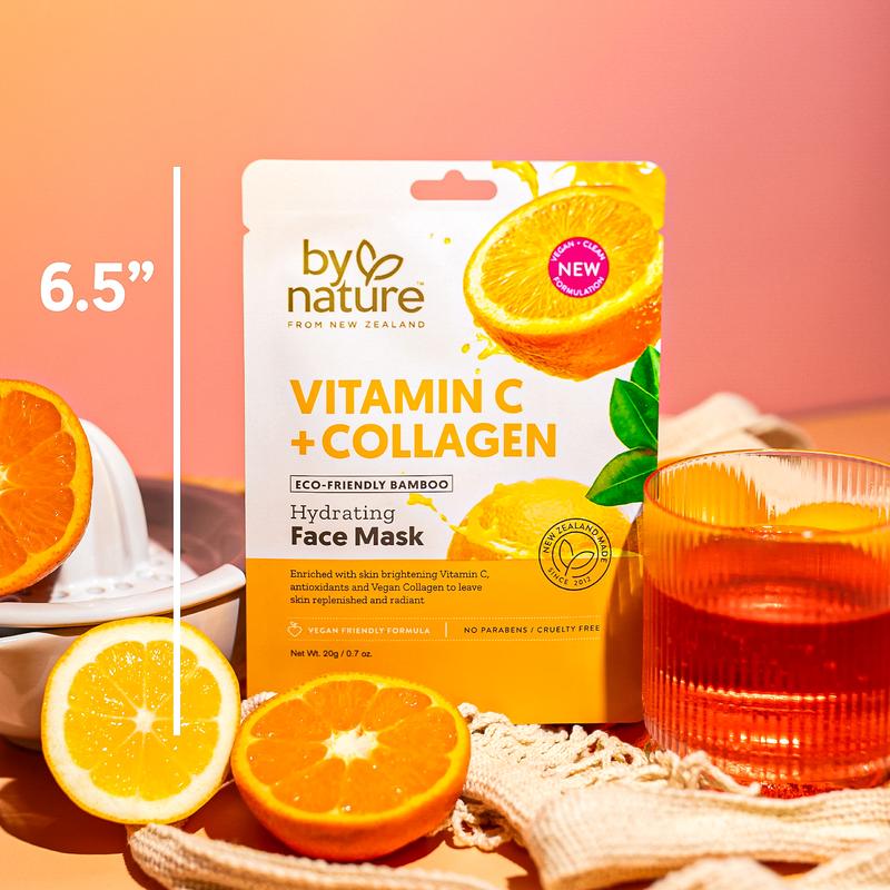 By Nature Vitamin C and Collagen Sheet Face Mask To Brighten And Hydrate Skin - By Nature Skincare From New Zealand