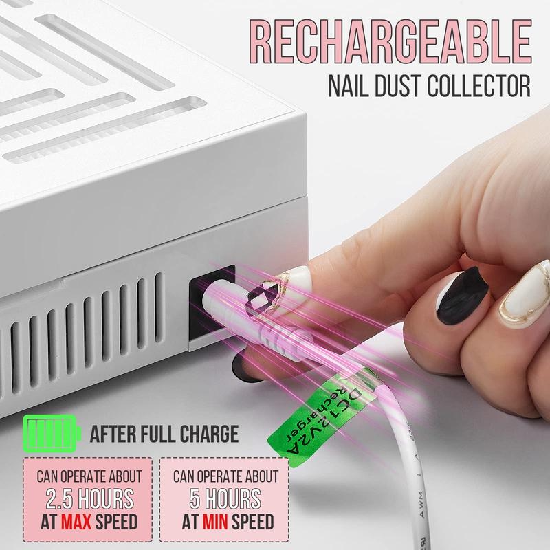 [FREE SHIPPING] Makartt Rechargeable Nail Dust Collector Machine Ultra Thin Nail Vacuum Dust Collector for Acrylic Nails Drills Portable SYMPHONEE Nail Dust Extractor with Reusable Filter White Cutics Nail Art Manicure Nail Care