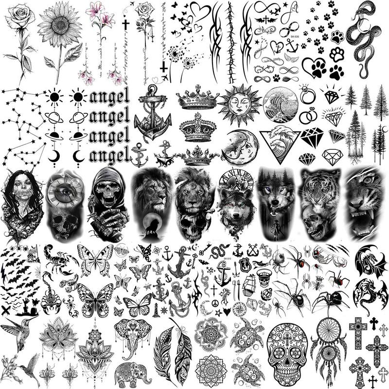 Mixed Style Floral & Sunflower & Butterfly Pattern Temporary Tattoo Sticker, 59pcs set Fake Tattoo Sticker, Body Art Decoration Sticker for Women & Men