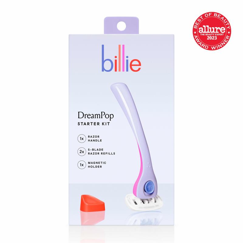 Billie Women's Razor Kit with 5 Blades, Magnetic Holder, and Aloe Shave Soap - Dreampop Color - Matte, Sensitive Handle Comfort