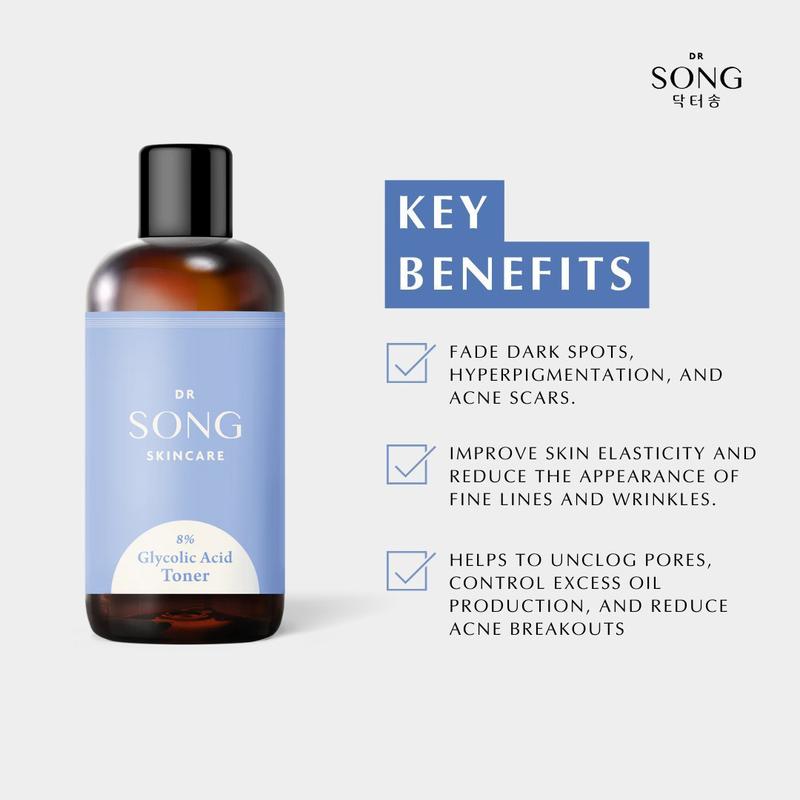 8% Dr Song Glycolic Acid Toner with Hyaluronic Acid Jumbo size 8oz glycolic toner cleanser skincare Exfoliant