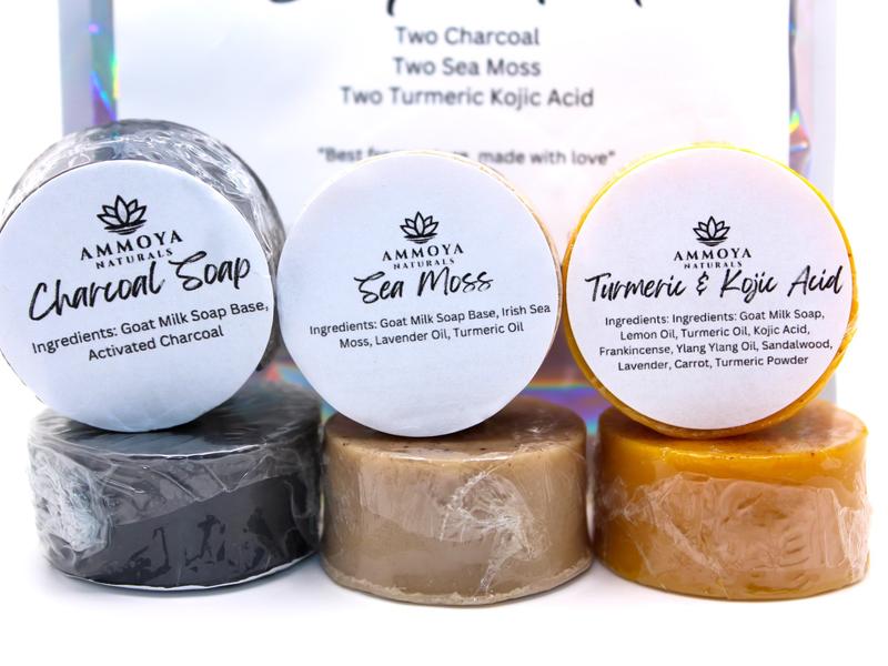 6 Piece Sample Soap Pack Skincare Face and Body Soap