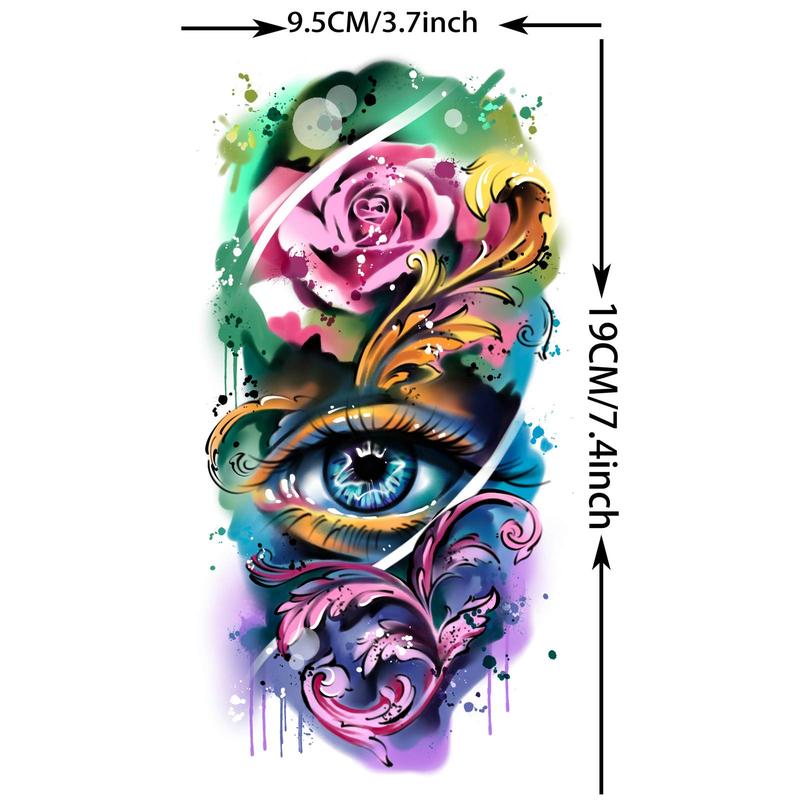 Flower & Animal Pattern Temporary Tattoo Sticker, 8 Counts set Waterproof Fake Tattoo Sticker, Body Art Sticker for Women & Men