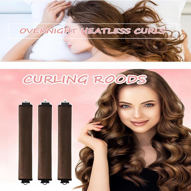 Heatless Hair Curler Set, 7 Counts set No Heat Overnight Hair Curler with Headscarf & Comb & Clip, Professional Hair Styling Tools for Home & Salon Use, Christmas Gift