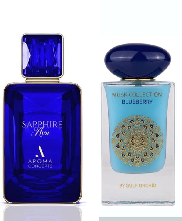 BUNDLE Avri SAPPHIRE & Blueberry Musk  EDP Perfume by Aroma Concepts Womens Fragrance for Her 3.4 Fl Oz