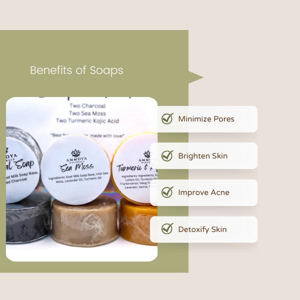 6 Piece Sample Soap Pack Skincare Face and Body Soap