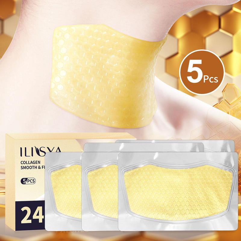 Collagen Neck Mask, 5 Counts box Hydrating Neck Care Mask, Reduces The Look Of Neck Fine Lines, Moisturizing Neck Care Product for Women & Men