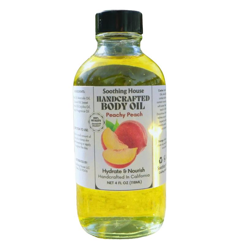 Handcrafted Peachy Peach Body Oil, 4 oz, Silky Smoothness, Aromatic, US-made