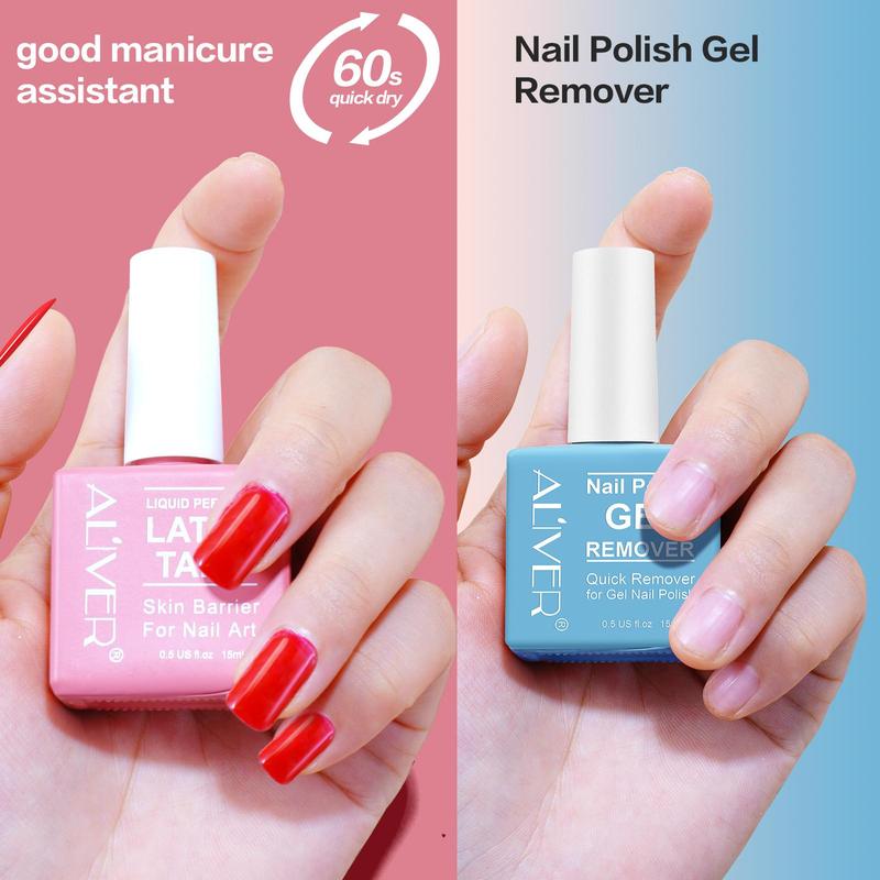 Nail Polish Gel Remover & Liquid Peel Off Latex Tape, 2 Counts set Nail Polish Fast Peeling, Prevent Nail Polish Overflow, Odorless Can Be Torn and Pulled, Painted Nails To Assist, Christmas Gift