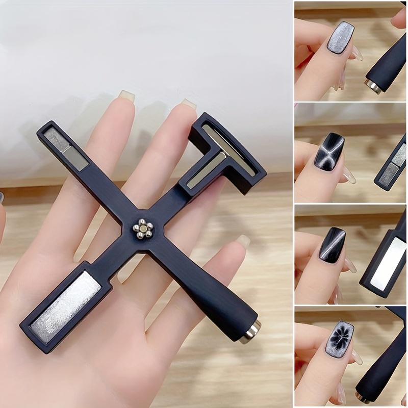 Cross-shaped Nail Art Tool, Multi-functional Cat Eye Nail Polish Glue Iron Stone Nail Art Tool, Manicure & Pedicure Tool