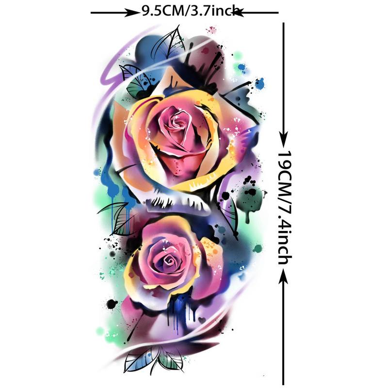 1 Sheet 3D Rose Flower Pattern Temporary Tattoo Sticker, Temporary Tattoos Small Stickers 3D Rose Flower Fake Tattoos for Girls, Christmas Gift