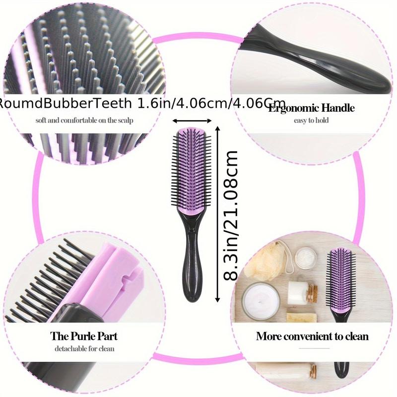 Detangling Brush Set, 5 Counts Hair Styling Comb Set, Including Cushion Nylon Bristle Brush & Rat Tail Comb & Dual Edge Brush & Teasing Brush, Heatless Styling Tools for Home & Salon Use