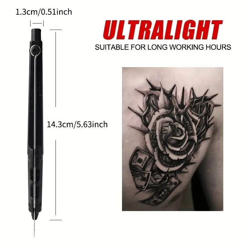 Beginner Hand Tattoo Kit - Traditional black tattoo pen kit with needle, paint and accessories - no battery required