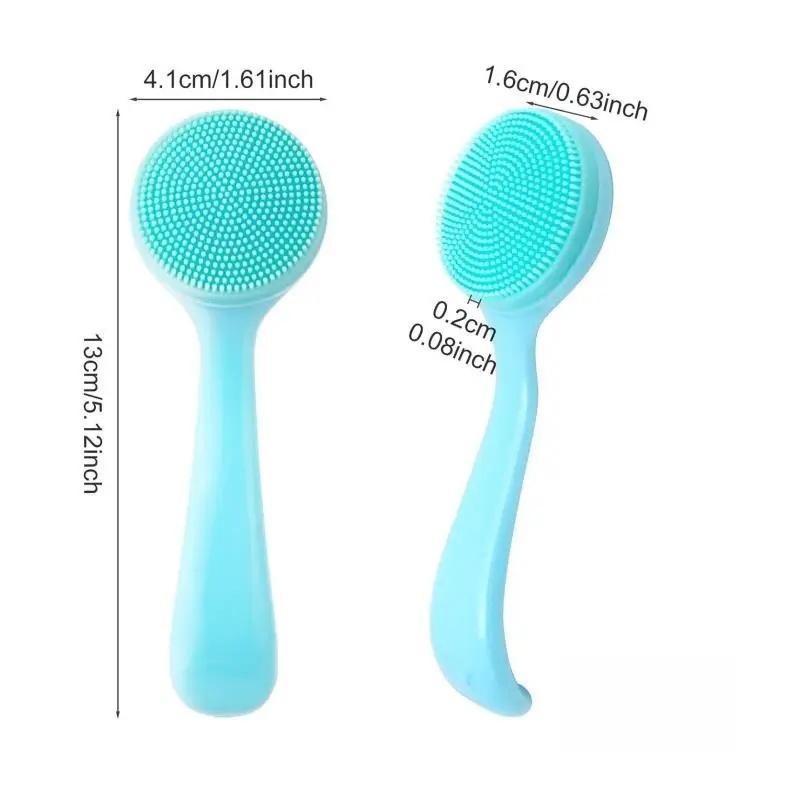 Portable Double Sided Silicone Facial Scrubber, Facial Cleaning Brush, Long Handle Face Exfoliator Massage Brush, Shower Cleaning Brush for Women Men, Blush Silicone Face Brush, Face Wash Skin Care Tools, Cosmetic Makeup Tools Beauty Gifts