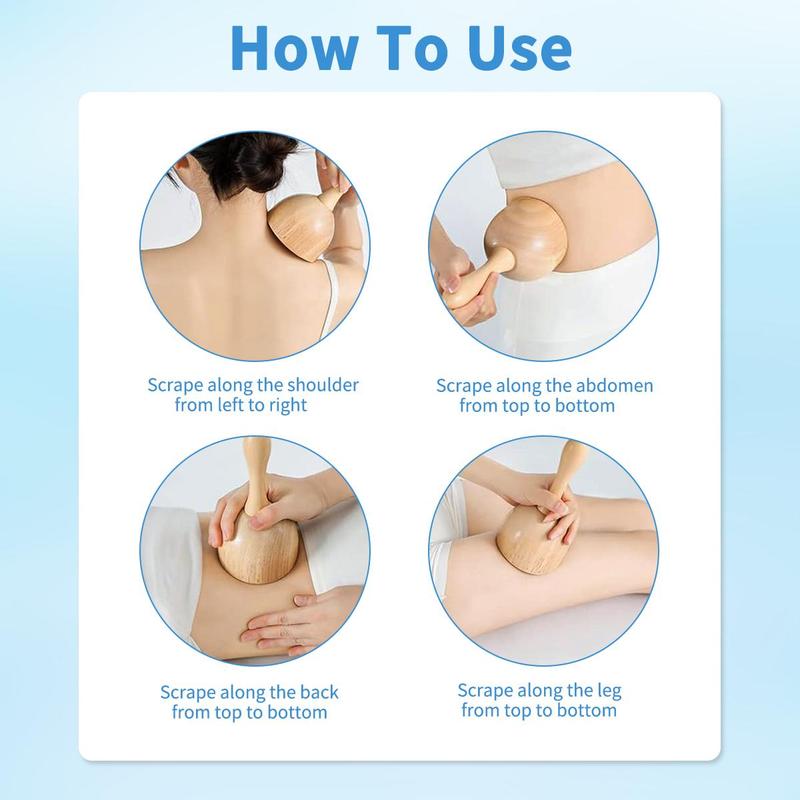 Wooden Massage Tool, Wooden Massage Cup, Handheld Body Massager, Manual Massage Tool for Home & Spa, Bath & Body Care Product