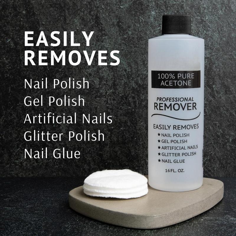 Pure Acetone Gel Polish Remover - Removes Gel, Dip,  Nails & Glue - 16 Fl oz