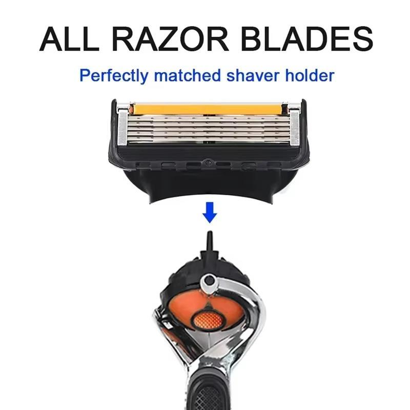 Men's 5 Layer Blade Razor Set, 1 Set Manual Razor with Blades for Christmas Gift, Smooth Beard Shaver, Great for Men's Barber Shop Salon Home Use, Holiday Gift