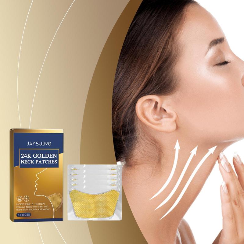 24k Gold Collagen Neck Patches, 5 Counts box Moisturizing Neck Masks, Neck Care Patches, Skin Firming Patches, Neck Skin Care Products