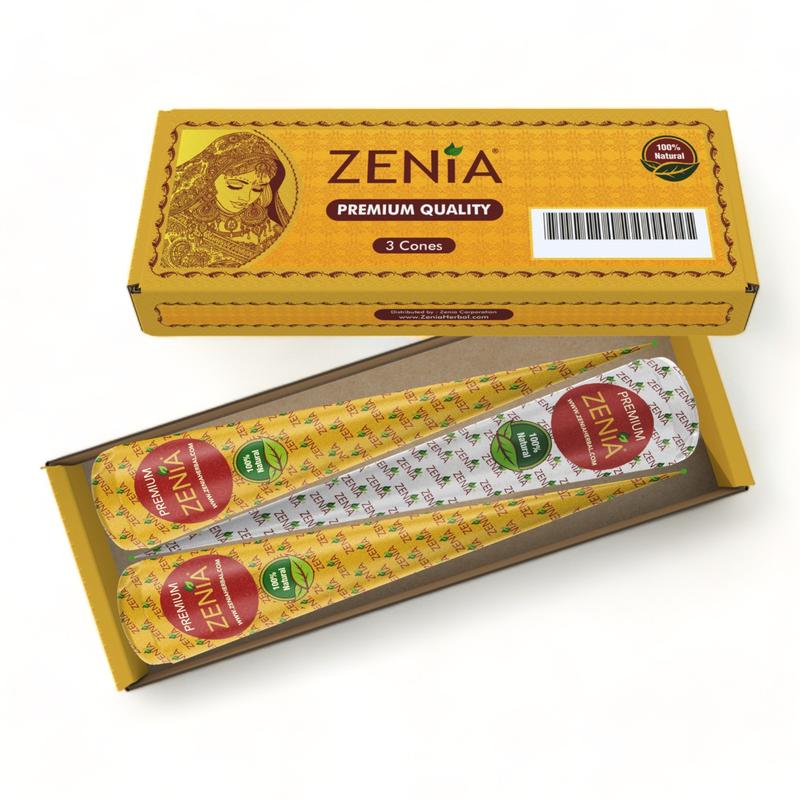 (3 Cone) 35g | Big Size | Fresh Zenia Natural Henna Cone