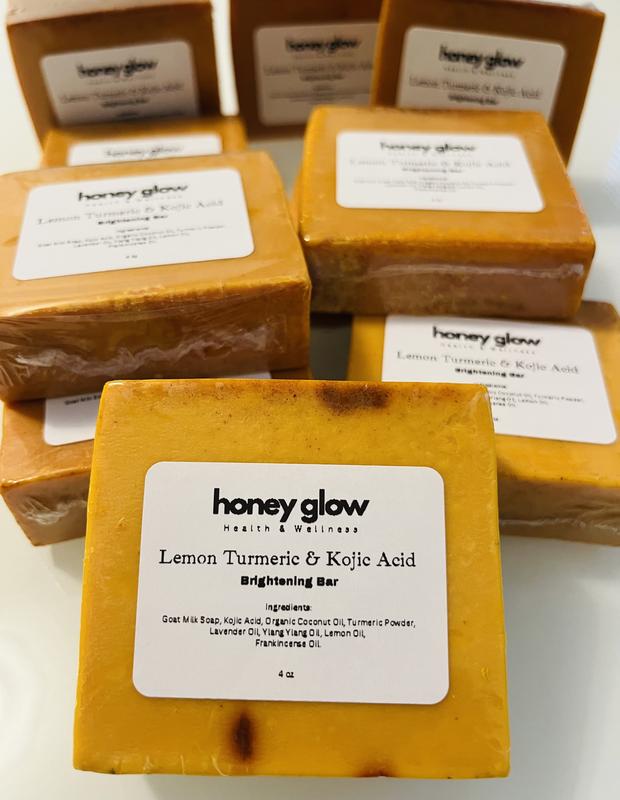 Honey Glow Lemon Turmeric & Kojic Acid Brightening Soap, Dark Spot Remover