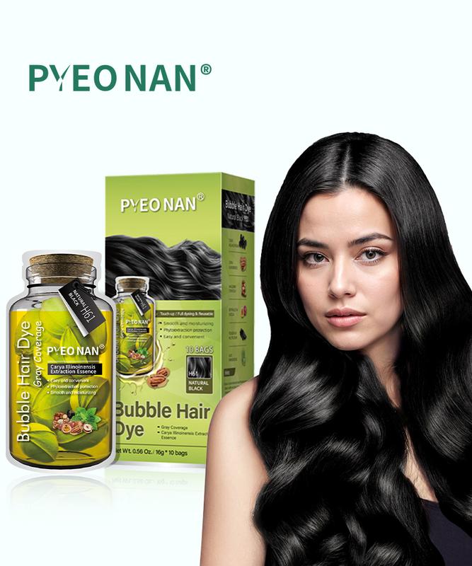 PYEONAN Unisex Bubble Hair Dye: Natural Plant Extracts for 2-in-1 Gray Coverage & Hair Care, Transforms Gray to Black or Dark Brown, Ammonia-Free, 5.6 Oz 160g