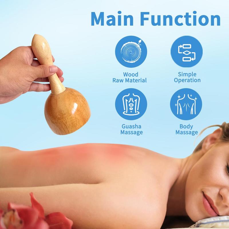 Wooden Massage Tool, Wooden Massage Cup, Handheld Body Massager, Manual Massage Tool for Home & Spa, Bath & Body Care Product