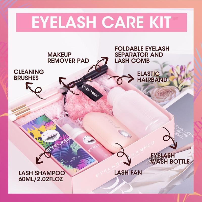 Lash Shampoo for Lash Extensions,2.11Floz Eyelash Extension Cleanser Lash Fan Dryer with Lash Cleaning Kit Unique Gift Ideas for Women,Christmas Gifts for Mom Sister Friend Wife Home Use