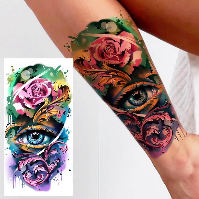 Flower & Animal Pattern Temporary Tattoo Sticker, 8 Counts set Waterproof Fake Tattoo Sticker, Body Art Sticker for Women & Men