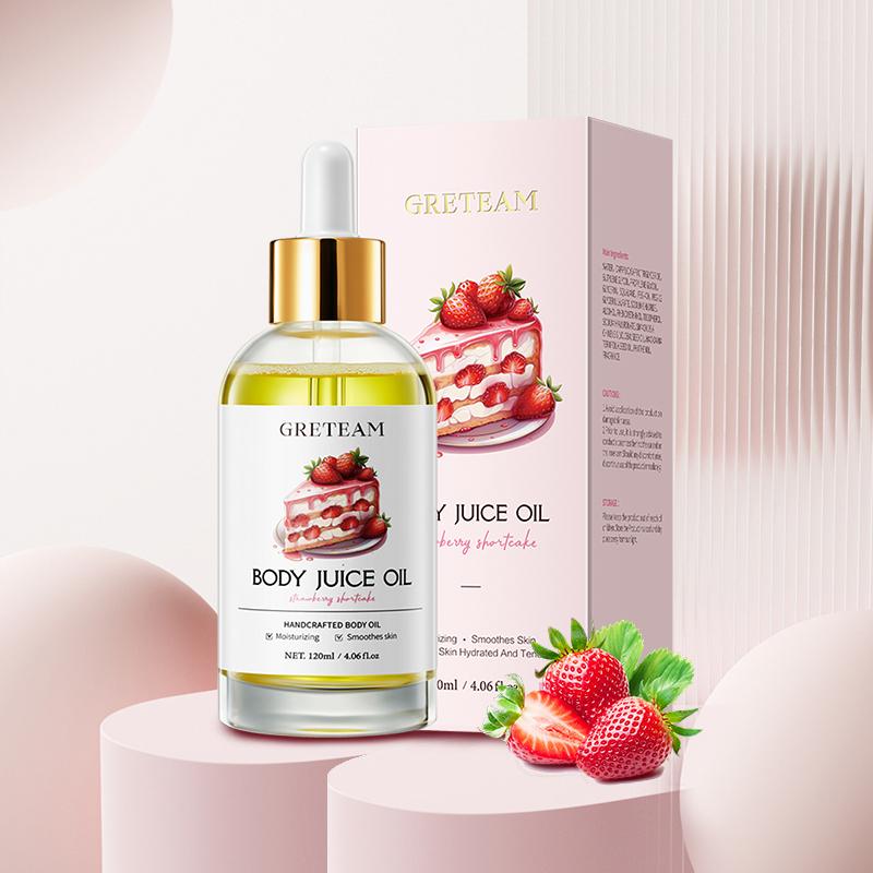 GreTeam Strawberry Shortcake Handcrafted Body Oil Body Care Hydrating Moisturizer Moisturizing Gentle Body Care 120ml