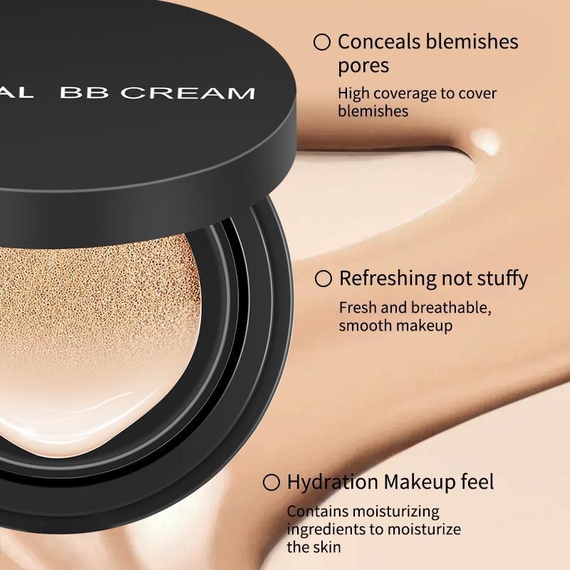 Long-lasting Concealer Cushion Compact, 1 Box Waterproof Full Coverage Air Cushion BB Cream, Cosmetic Product for Women & Girls