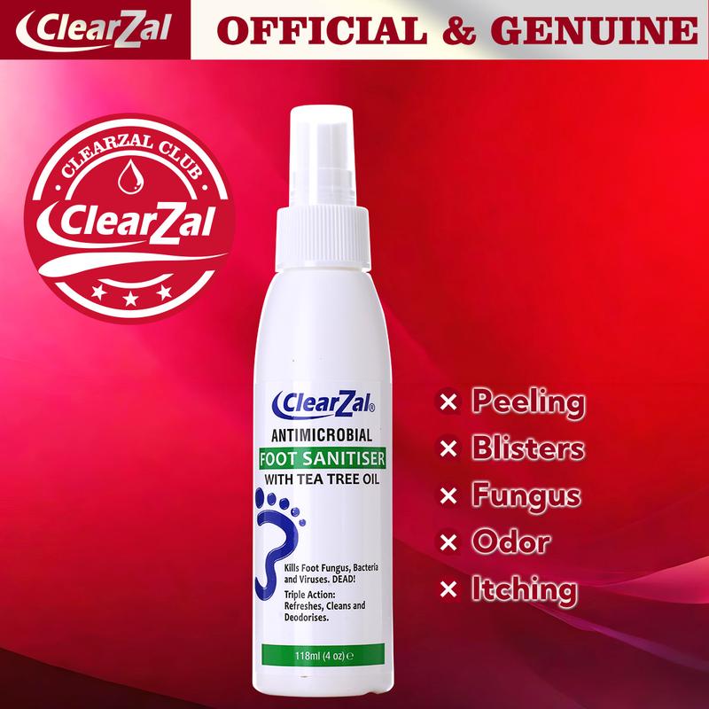 ClearZal Foot Sanitizer Spray with Tea Tree Oil, 4-Ounce Bottle ,Contains natural tea tree oil and aloe vera Fungal infection of feet, burning, itching, dandruff [Combination pack]