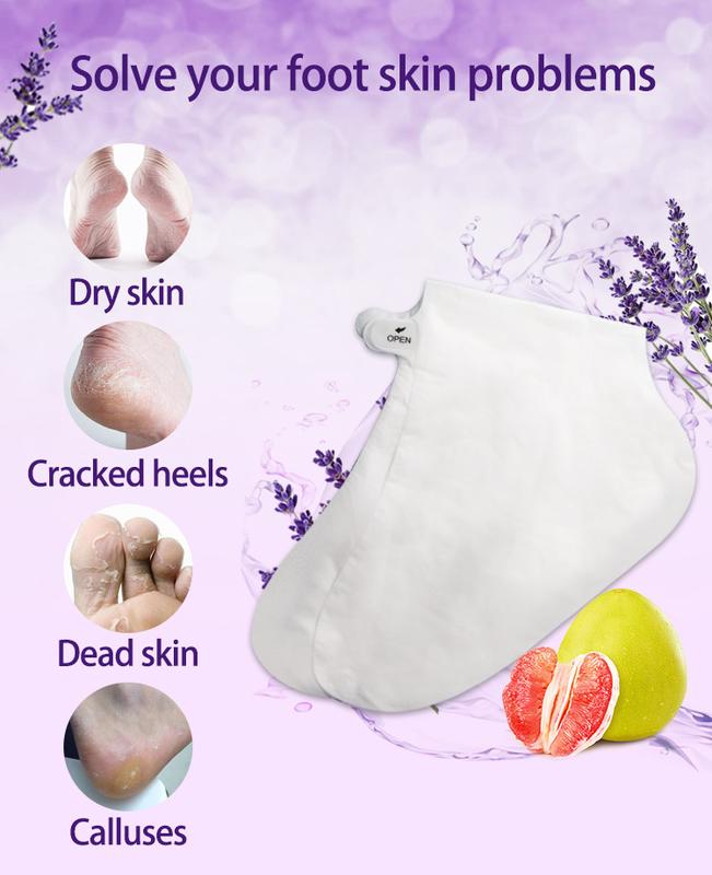 Foot Peeling Mask (3 Pairs) - Peeling Foot Mask Dermatologically Tested Repairs Heels & Removes Dry Dead Skin for Baby Soft Feet - Exfoliating Foot Peel Mask for Dry Cracked Feet (Lavender) Nail Smooth