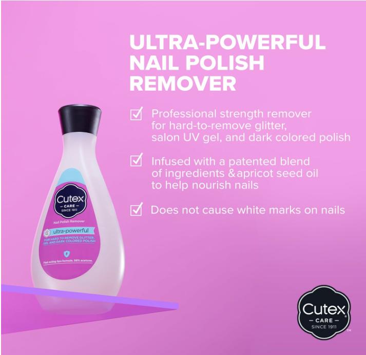 Cutex Gel Nail Polish Remover, Ultra-Powerful & Removes Glitter and Dark Colored Paints