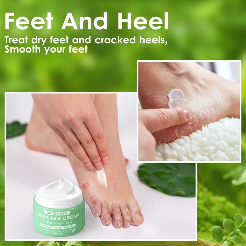 Urea Cream 40 Percent For Feet Plus 2% Salicylic Acid 5.29 oz, Foot Cream and Hand Cream Maximum Strength with Hyaluronic Acid, TeaTree, and Aloe Vera For Deep urizes, CallusRem Moistover and Soften All Skin Types, Hydrating, Auroradf Nails Moisturizer