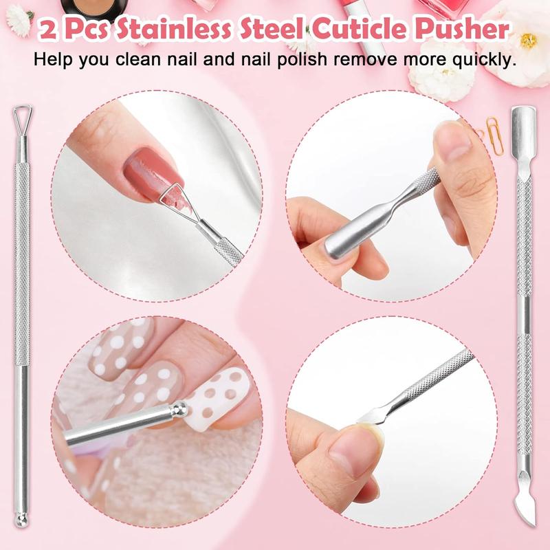 1080 + 3 Pcs Lint Free Nail Wipes Kit, Disposable Nail Polish Remover Pads Non-Woven Nails Eyelash Extensions Wipes, Nail Polish Remover Wipes with 200 ML Bottle, 2 Pcs Cuticle Pusher (Pink)