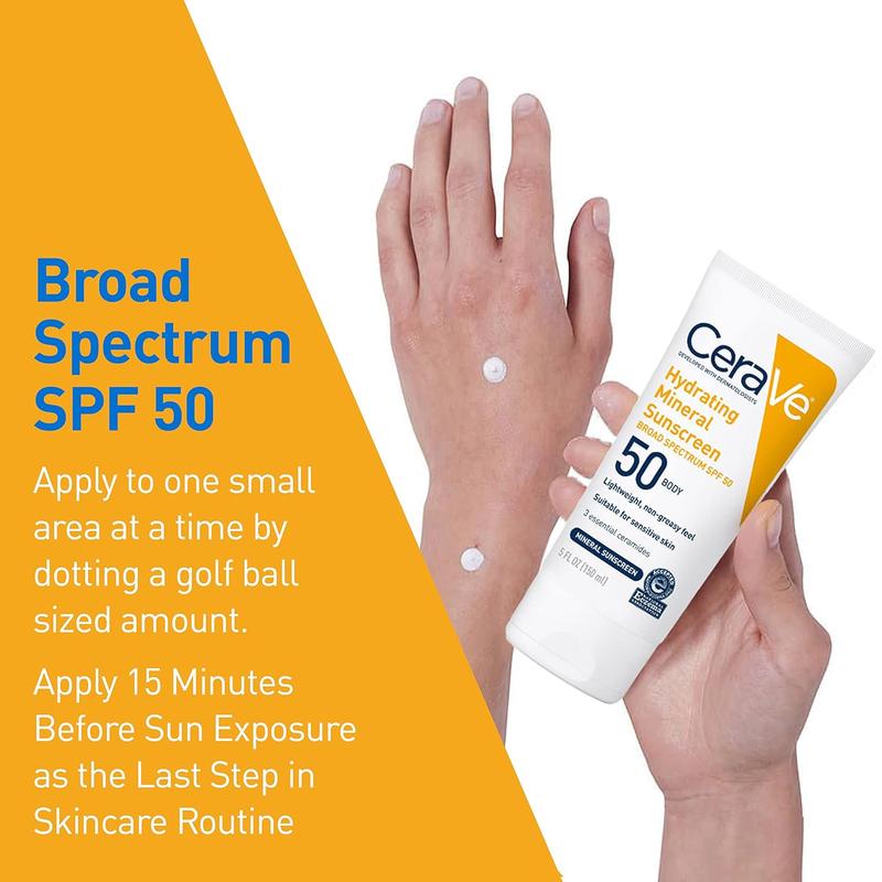 100% Mineral Sunscreen SPF 50 | Body Sunscreen with Zinc Oxide & Titanium Dioxide | Hyaluronic Acid & Ceramides | Oil Free & Non-Greasy | Hydrating Mineral Sunscreen For Body | 5 oz